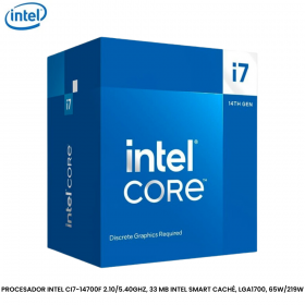 PROCESADOR INTEL CI7-14700F 2.10/5.40GHZ, 33 MB INTEL SMART CACHÉ, LGA1700, 65W/219W