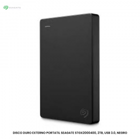 DISCO DURO EXTERNO PORTATIL SEAGATE STGX2000400, 2TB, USB 3.0, NEGRO