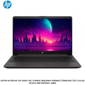 LAPTOP HP 250 G9, CI5-1235U 1.30 / 4.40GHZ, 8GB DDR4-3200MHZ / 512GB SSD / 15.6" LCD LED HD SVA, FREE (9S7D5AT-ABM)