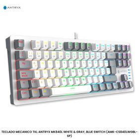 TECLADO MECANICO TKL ANTRYX MK840L WHITE & GRAY, BLUE SWITCH (AMK-CS840LWGBL-SP)