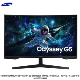 MONITOR SAMSUNG ODYSSEY G5 32" QHD (2560 X 1440), 1 X HDMI 2.0, 1 X DP 1.2, 1 X AUDÍFONO LS32CG552ELXPE