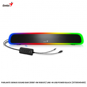 PARLANTE GENIUS SOUND BAR 200BT 4W RGB BT/ LINE-IN USB POWER BLACK (31730045400)