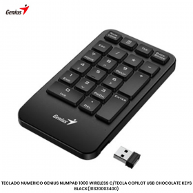 TECLADO NUMERICO GENIUS NUMPAD 1000 WIRELESS C/TECLA COPILOT USB CHOCOLATE KEYS BLACK(31320003400)