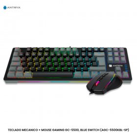 TECLADO MECANICO + MOUSE GAMING GC-5500, BLUE SWITCH (AGC-5500KBL-SP)