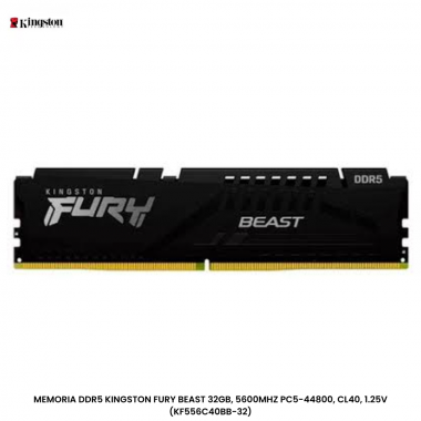 MEMORIA DDR5 KINGSTON FURY BEAST 32GB, 5600MHZ PC5-44800, CL40, 1.25V (KF556C40BB-32)