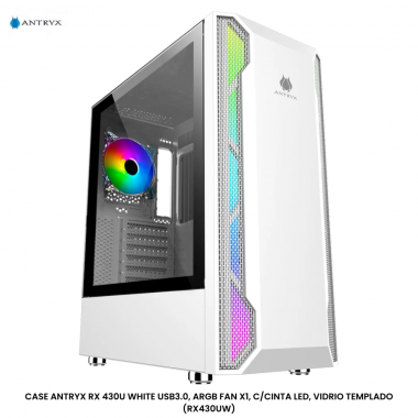 CASE ANTRYX RX 430U WHITE USB3.0, ARGB FAN X1, C/CINTA LED, VIDRIO TEMPLADO (RX430UW)