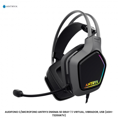 AUDIFONO C/MICROFONO ANTRYX ENIGMA SE GRAY 7.1 VIRTUAL, VIBRADOR, USB (AGH-7320GR7V)