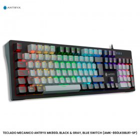 TECLADO MECANICO ANTRYX MK860L BLACK & GRAY, BLUE SWITCH (AMK-860LKGBLR1-SP)