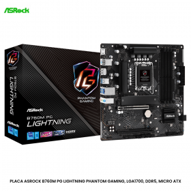 PLACA ASROCK B760M PG LIGHTNING PHANTOM GAMING, LGA1700, DDR5, MICRO ATX