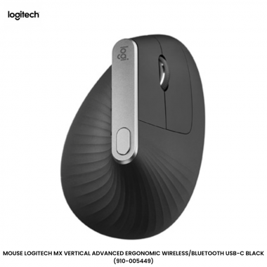 MOUSE LOGITECH MX VERTICAL ADVANCED ERGONOMIC WIRELESS/BLUETOOTH USB-C BLACK (910-005449)