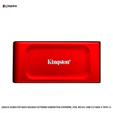 DISCO DURO ESTADO SOLIDO EXTERNO KINGSTON XS1000R, 2TB, ROJO, USB 3.2 GEN 2 TIPO-C
