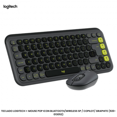 TECLADO LOGITECH + MOUSE POP ICON BLUETOOTH/WIRELESS SP / COPILOT/ GRAPHITE (920-013052)