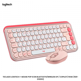 TECLADO LOGITECH + MOUSE POP ICON BLUETOOTH/WIRELESS SP / COPILOT/ ROSE (920-013053)