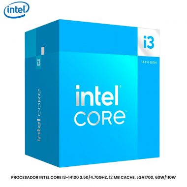 PROCESADOR INTEL CORE I3-14100 3.50/4.70GHZ, 12 MB CACHE, LGA1700, 60W/110W