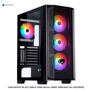 CASE ANTRYX RX 270, USB3.0, FRGB FAN X4, VIDRIO TEMPLADO (AC-RX270KFR)