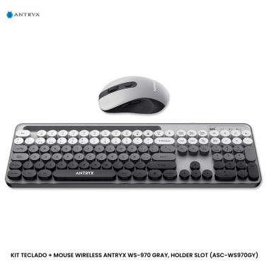 KIT TECLADO + MOUSE WIRELESS ANTRYX WS-970 GRAY, HOLDER SLOT (ASC-WS970GY)