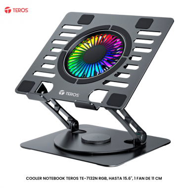 COOLER NOTEBOOK TEROS TE-7132N RGB, HASTA 15.6", 1 FAN DE 11 CM