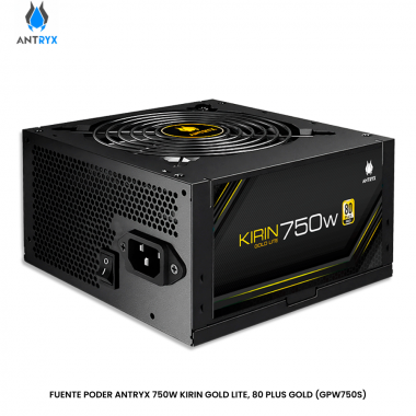 FUENTE PODER ANTRYX 750W KIRIN GOLD LITE, 80 PLUS GOLD (GPW750S)