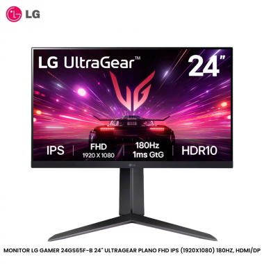MONITOR LG GAMER 24GS65F-B 24" ULTRAGEAR PLANO FHD IPS (1920X1080) 180HZ, HDMI/DP