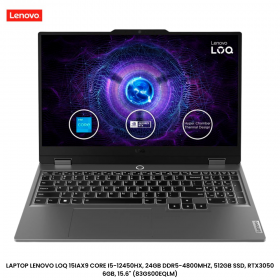 LAPTOP LENOVO LOQ 15IAX9 CORE I5-12450HX, 24GB DDR5-4800MHZ, 512GB SSD, RTX3050 6GB, 15.6" (83GS00EQLM)