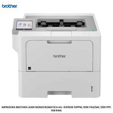 IMPRESORA BROTHER LASER MONOCROMATICA HLL-6415DW 52PPM, 160K PAG/MS, 1200 PPP, 1GB RAM,