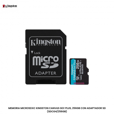 MEMORIA MICROSDXC KINGSTON CANVAS GO! PLUS, 256GB CON ADAPTADOR SD (SDCG4/256GB)