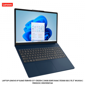 LAPTOP LENOVO IP SLIM3 15IRH10 CI7-13620H | 24GB DDR5 RAM | 512GB SSD | 15.3" WUXGA | FREEDOS | 83K100KFLM