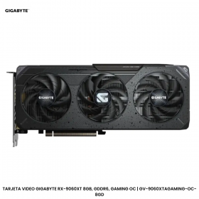 TARJETA VIDEO GIGABYTE RX-9060XT 8GB, GDDR6, GAMING OC, 3320MHZ | GV-R9060XTGAMING-OC-8GD