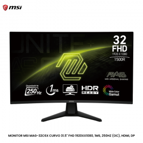 MONITOR MSI MAG-32C6X CURVO 31.5" FHD 1920XX1080, 1MS, 250HZ (OC), HDMI, DP