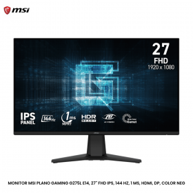 MONITOR MSI PLANO GAMING G275L E14, 27" FHD IPS, 144 HZ, 1 MS, HDMI, DP, COLOR NEG