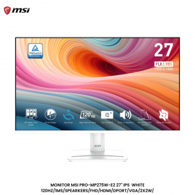 MONITOR MSI PRO-MP275W-E2 27" IPS  WHITE 120HZ/1MS/SPEARKERS/FHD/HDMI/DPORT/VGA/2X2W/