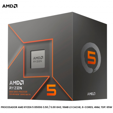PROCESADOR AMD RYZEN 5 8500G 3.50 / 5.00 GHZ, 16MB L3 CACHE, 6-CORES, 4NM, TDP: 65W