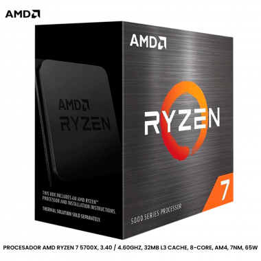PROCESADOR AMD RYZEN 7 5700X, 3.40 / 4.60GHZ, 32MB L3 CACHE, 8-CORE, AM4, 7NM, 65W
