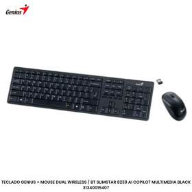 TECLADO GENIUS + MOUSE DUAL WIRELESS / BT SLIMSTAR 8230 AI COPILOT MULTIMEDIA BLACK 31340015407