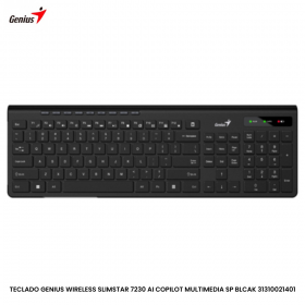 TECLADO GENIUS WIRELESS SLIMSTAR 7230 AI COPILOT MULTIMEDIA SP BLCAK 31310021401