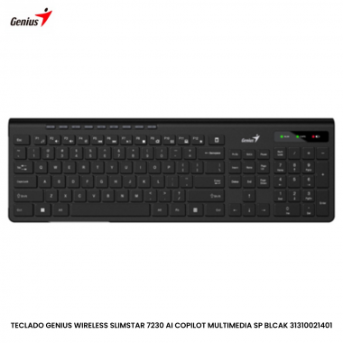 TECLADO GENIUS WIRELESS SLIMSTAR 7230 AI COPILOT MULTIMEDIA SP BLACK 31310021401