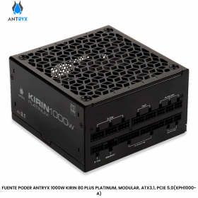 FUENTE PODER ANTRYX 1000W KIRIN 80 PLUS PLATINUM, MODULAR, ATX3.1, PCIE 5.0(XPH1000-A)