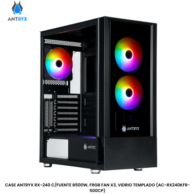 CASE ANTRYX RX-240 C/FUENTE B500W, FRGB FAN X3, VIDRIO TEMPLADO (AC-RX240KFR-500CP)