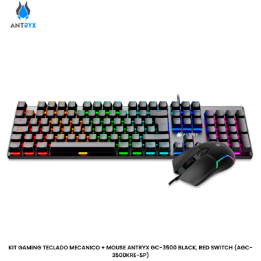 KIT GAMING TECLADO MECANICO + MOUSE ANTRYX GC-3500 BLACK, RED SWITCH (AGC-3500KRE-SP)