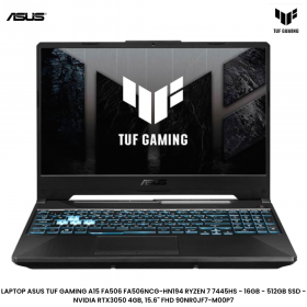 LAPTOP ASUS TUF GAMING A15 FA506 FA506NCG-HN194 RYZEN 7 7445HS - 16GB - 512GB SSD - NVIDIA RTX3050 4GB, 15.6" FHD 90NR0JF7-M00P7