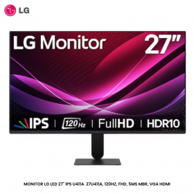 MONITOR LG LED 27" IPS U411A  27U411A, 120HZ, FHD, 5MS MBR, VGA HDMI