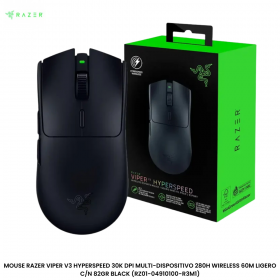 MOUSE RAZER VIPER V3 HYPERSPEED 30K DPI MULTI-DISPOSITIVO 280H WIRELESS 60M LIGERO C/N 82GR BLACK (RZ01-04910100-R3M1)