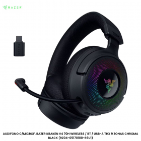 AUDIFONO C/MICROF. RAZER KRAKEN V4 70H WIRELESS / BT / USB-A THX 9 ZONAS CHROMA BLACK (RZ04-05170100-R3U1)