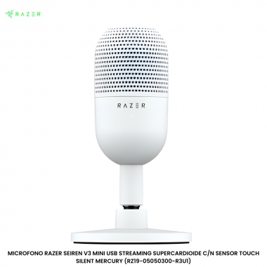MICROFONO RAZER SEIREN V3 MINI USB STREAMING SUPERCARDIOIDE C/N SENSOR TOUCH SILENT MERCURY (RZ19-05050300-R3U1)