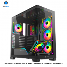 CASE ANTRYX FX 850 PRO BLACK, INFINITY ARGB FAN X5, USB TIPO-C (AC-FX850KP)
