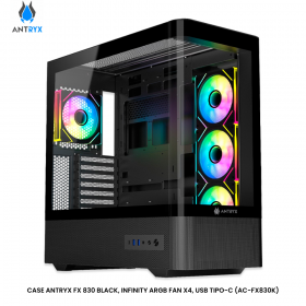 CASE ANTRYX FX 830 BLACK, INFINITY ARGB FAN X4, USB TIPO-C (AC-FX830K)