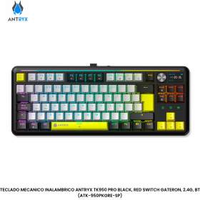 TECLADO MECANICO INALAMBRICO ANTRYX TK950 PRO BLACK, RED SWITCH GATERON, 2.4G, BT (ATK-950PKGRE-SP)