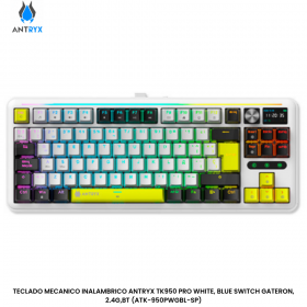 TECLADO MECANICO INALAMBRICO ANTRYX TK950 PRO WHITE, BLUE SWITCH GATERON, 2.4G,BT (ATK-950PWGBL-SP)