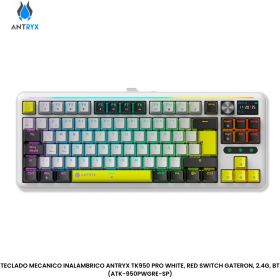 TECLADO MECANICO INALAMBRICO ANTRYX TK950 PRO WHITE, RED SWITCH GATERON, 2.4G, BT (ATK-950PWGRE-SP)