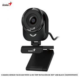 CAMARA GENIUS FACECAM 1000X Q HD 720P ROTACIÓN DE 360° USB BLACK (32200009400)